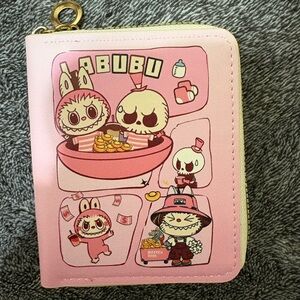 Pink Cartoon Character Wallet small Labubu wallet